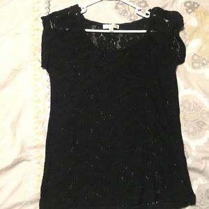 KENAR brand, Black Lacey short sleeved top